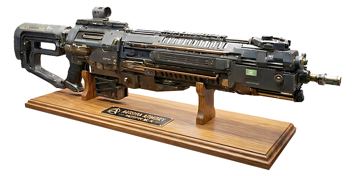 HMR-9 "Peregrine" bore-adaptive phased plasma rifle on display